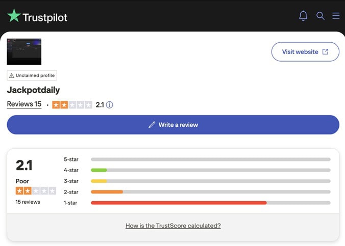 Jackpot Daily Trustpilot