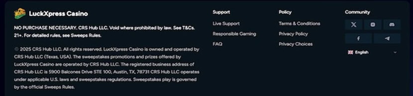 LuckXpress Footer