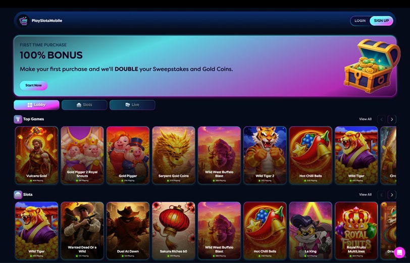 PlaySlotsMobile Homepage
