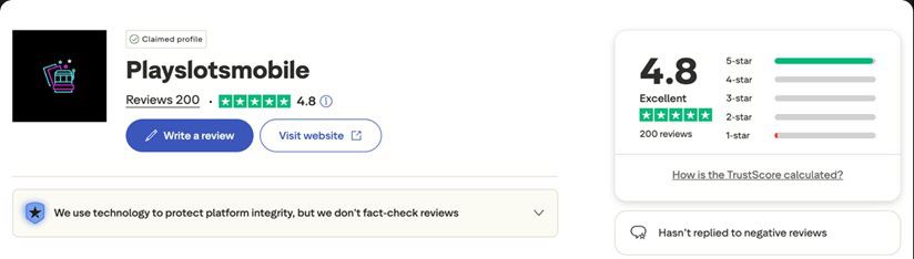 PlaySlotsMobile Trustpilot
