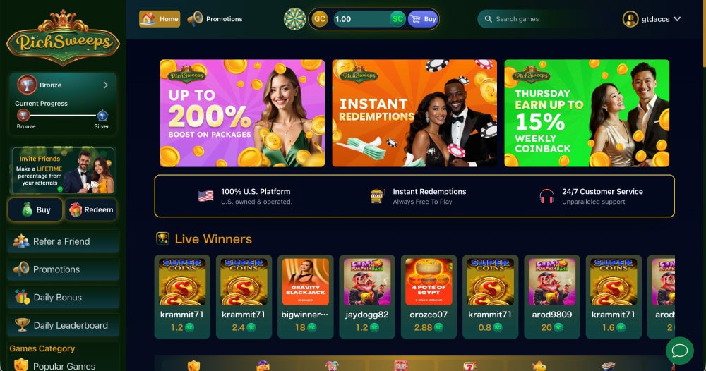 richsweeps homepage
