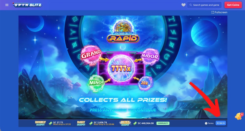 spinblitz sc game jackpot opt-in