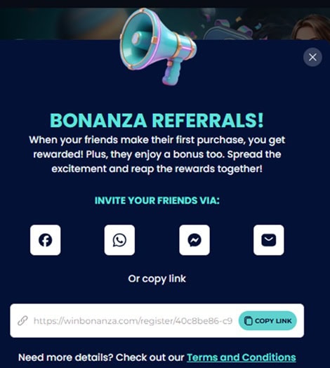 WinBonanza Referral Bonus