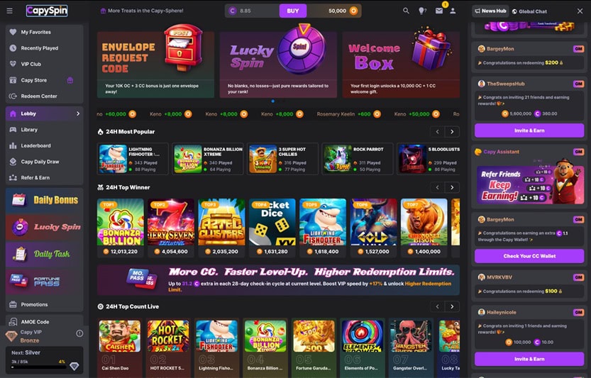 CapySpin Homepage