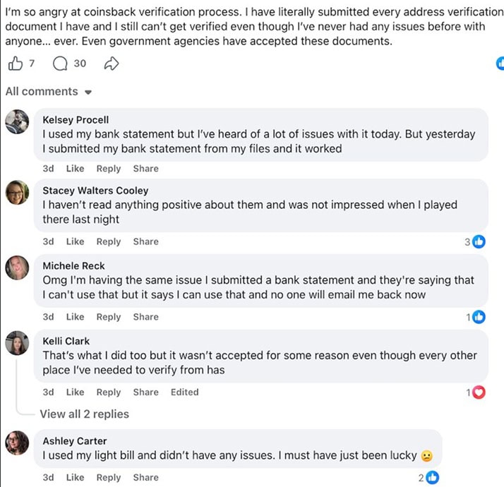CoinsBack Facebook Reviews
