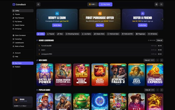 CoinsBack Lobby
