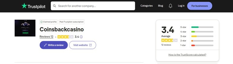 CoinsBack Trustpilot