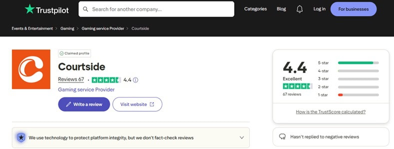 Courtside Trustpilot
