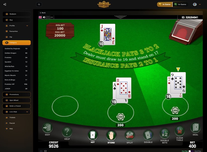 GoldieCity Blackjack