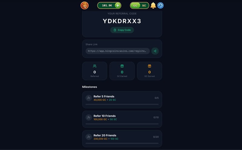 KingCoins Referral Bonus