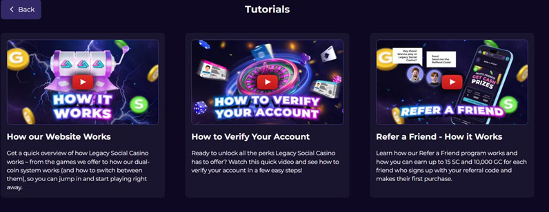 Legacy Casino Tutorials