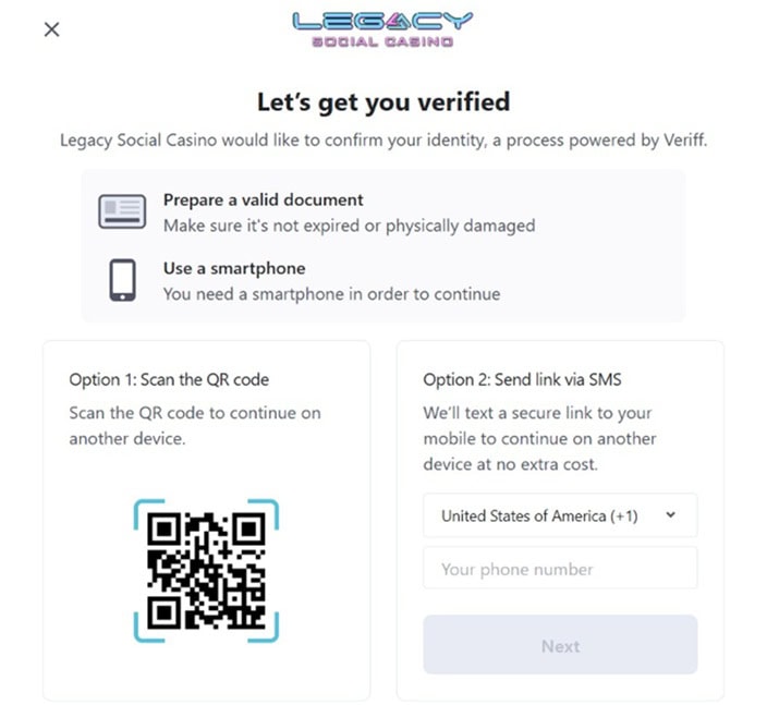 Legacy Casino Verification