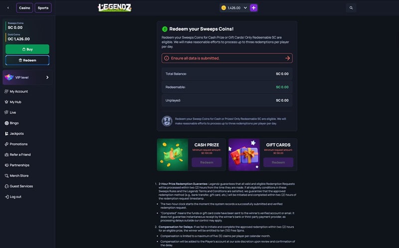 Legendz Redeem