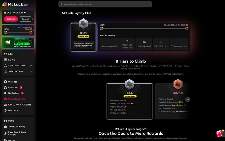 McLuck VIP Bonus