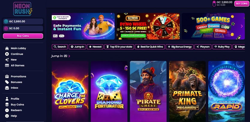 Neon Rush Homepage