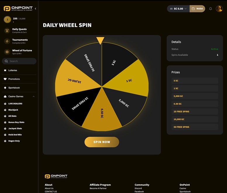 OnPoint Daily Wheel Spin