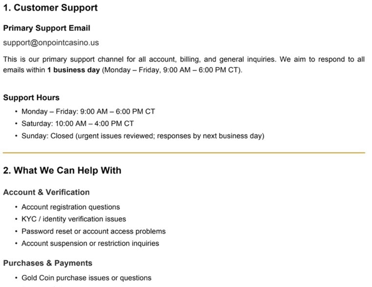 OnPoint Support