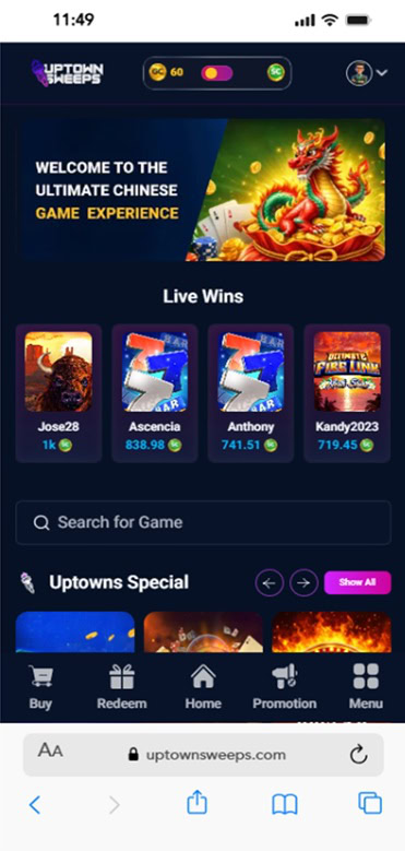 UptownSweeps Mobile
