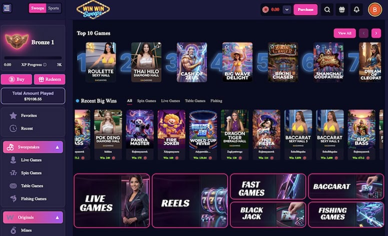 WinWin Sweeps UX