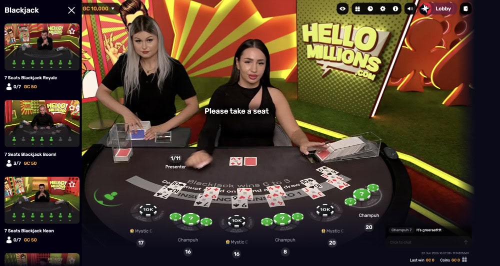 7 seats blackjack pop at hellomillions