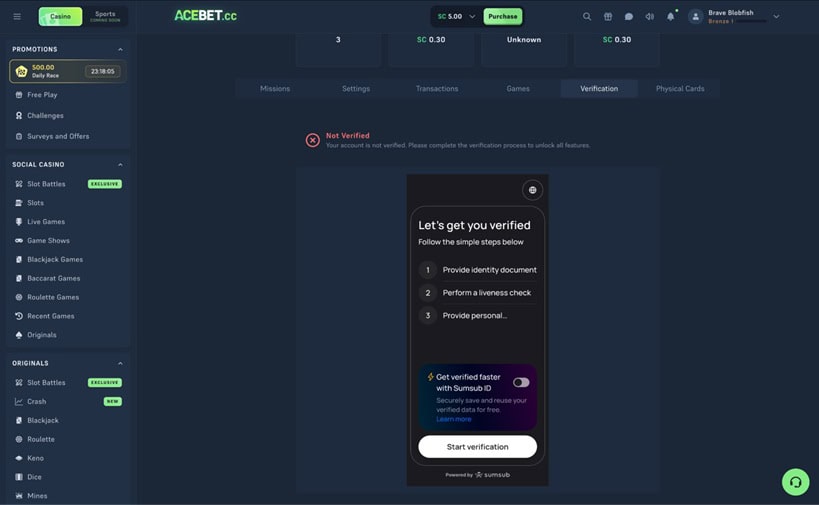 Acebet.cc KYC Verification