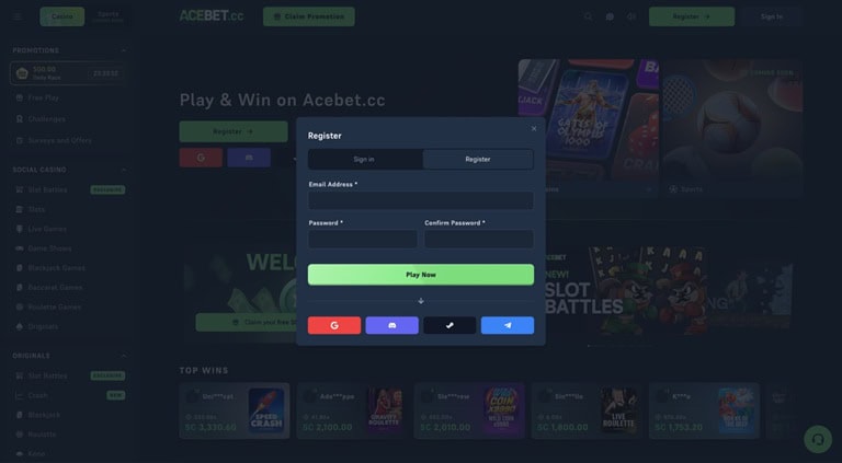 Acebet.cc Register