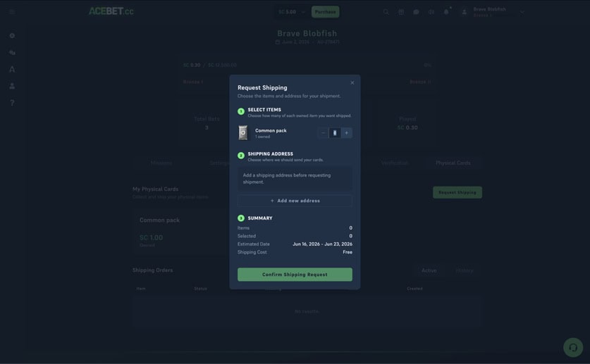 Acebet.cc Shipping