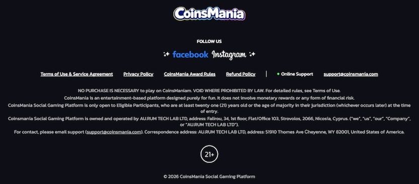 CoinsMania Footer