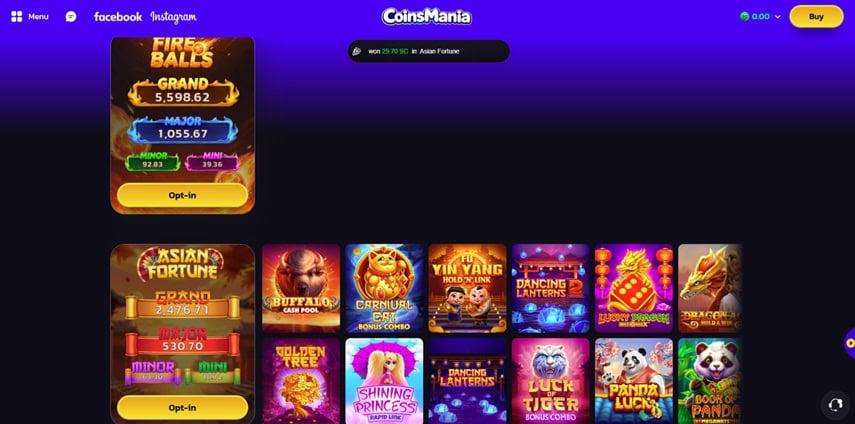 CoinsMania Jackpots