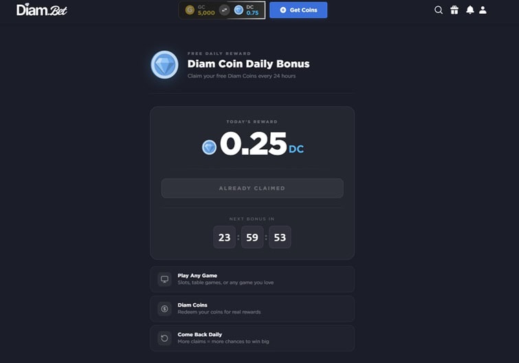 Diam.bet Daily Bonus