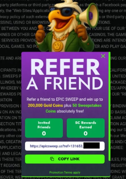 EpicSweep Referral Bonus