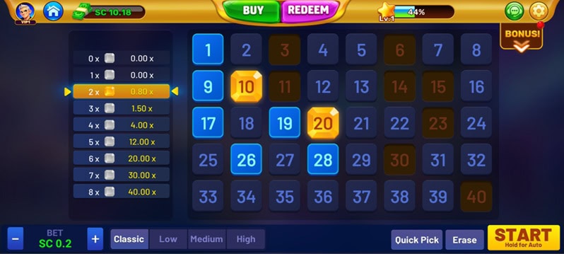 Grand Fortune Club Keno