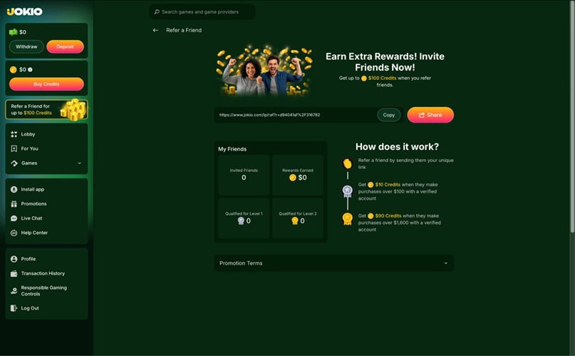 Jokio Referral Bonus