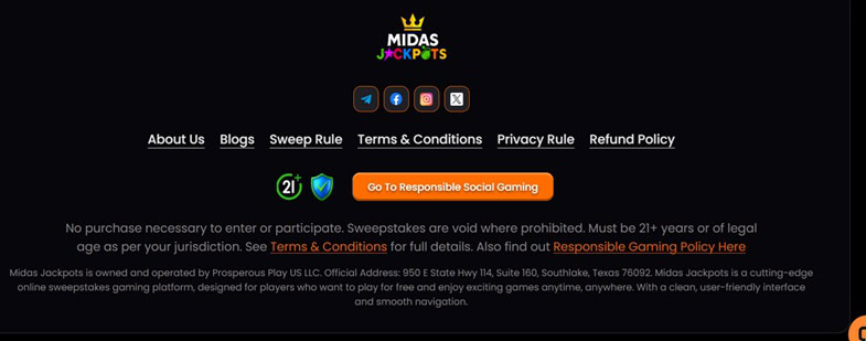 Midas Jackpots Footer
