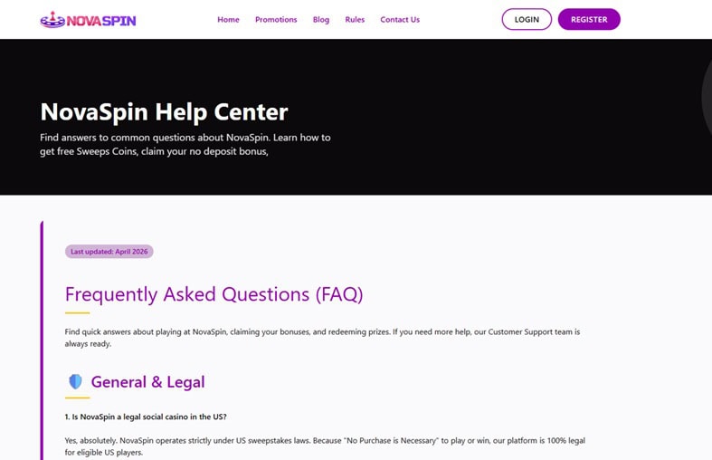 NovaSpin FAQ