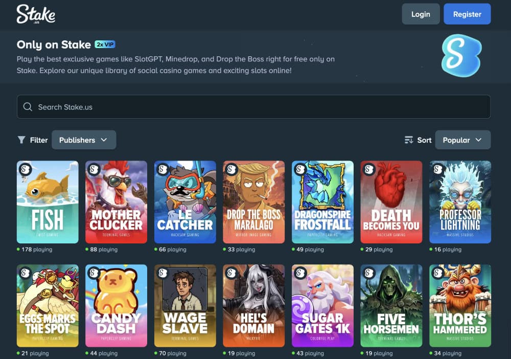 only on stake slots at stake.us
