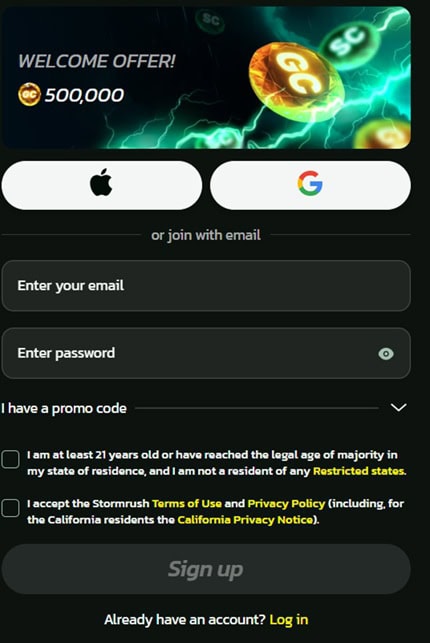 StormRush Register