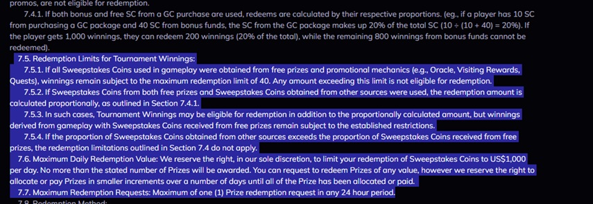 Sweepolis Redeem Terms