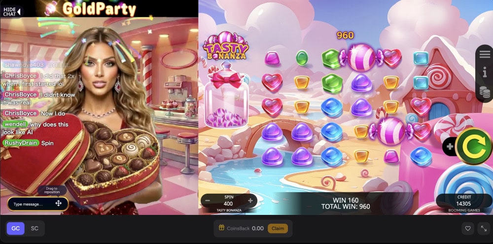tasty bonanza liveplay at coinsback with ai host