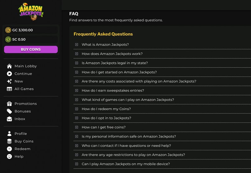Amazon Jackpots FAQ