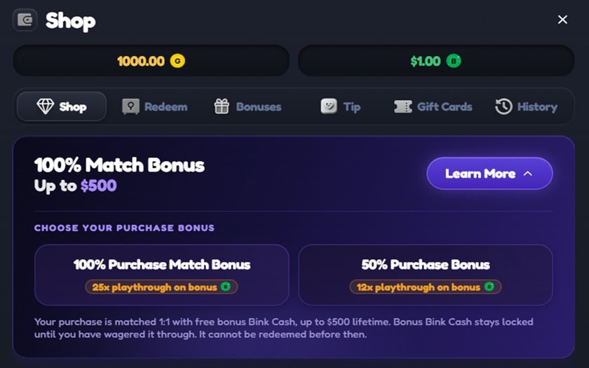 Bink Bonus