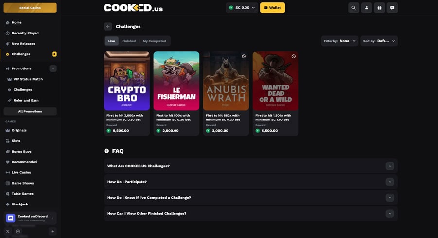 Cooked.us Challenges