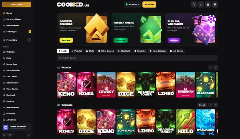 Cooked.us Homepage