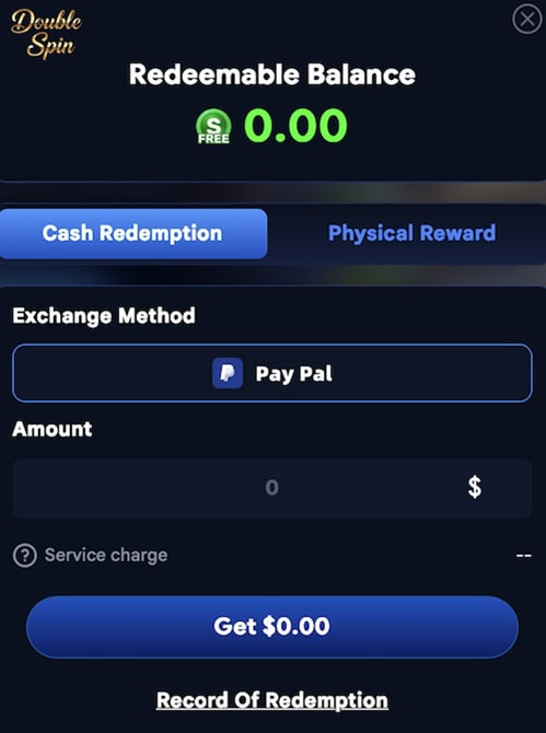 Double Spin Cash Redemption