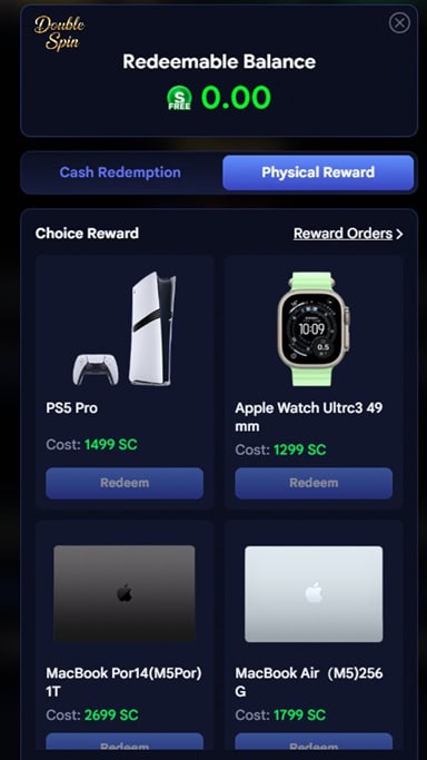 Double Spin Physical Reward