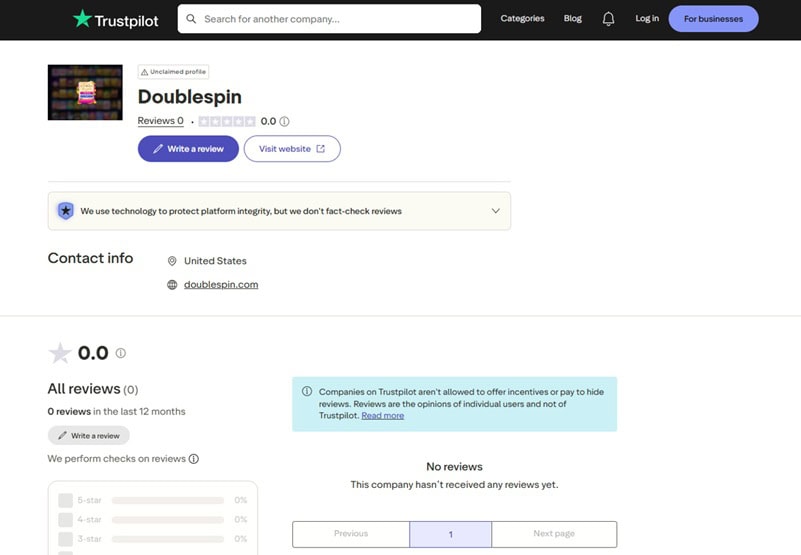 Double Spin Trustpilot