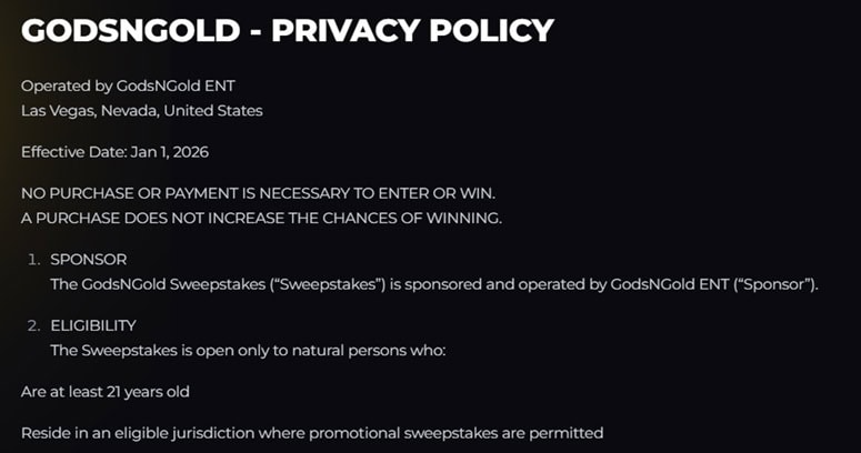 Gods N Gold Privacy Policy