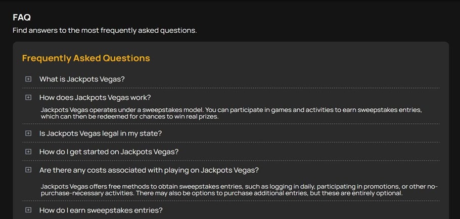 Jackpots Vegas FAQ