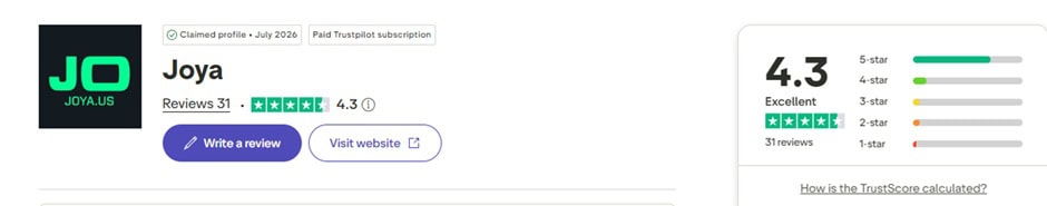Joya.us Trustpilot
