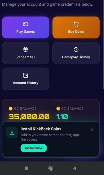 KickBack Spins Account